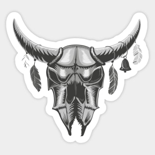 Big Black Bull Skull Sticker